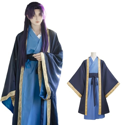 Yunlaishaocer Jinshi - Costume cosplay The Apothecary Diaries Hanfu in canapa blu da uomo, costume da cosplay anime per adulti per Halloween Carnevale Party L