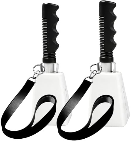 Kuhglocke, 2 Stück, jubelnde Kuhglocken für Sportveranstaltungen, 25,4 cm große Kuhglocken, Geräuschmacher, Metall-Kuhglocken-Instrument mit ergonomischem Griff für Fußballspiele, Partys
