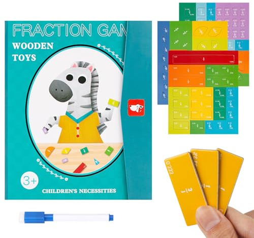 KINDLUME Juego Magnético de Fracciones Educativo, Regletas Matematicas con Pizarra Borrable, Juguete Matemáticas Montessori para Aprender Fracciones, para Educación y Aprendizaje