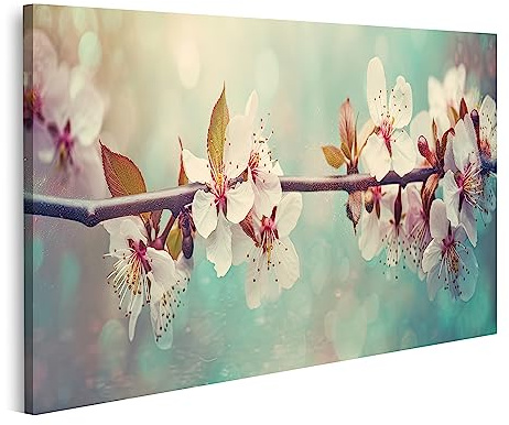 bilderfelix Quadro su tela Fiori di ciliegio orizzontali primaverili Sakura s AI - Tela 100x57 cm