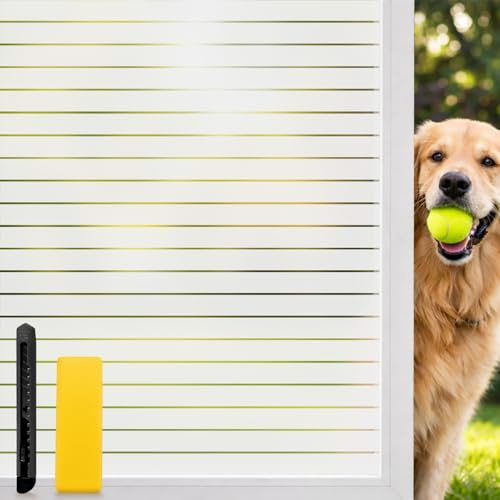 Aurathon Fensterfolie Blickdicht Streifen Sichtschutzfolie Fenster mit Montagematerial 105 x 200 cm Effektiver Sichtschutz Anti-UV Statische für Schlafzimmer, Büro, Wohnzimmer | Streifen aus Vinyl, selbstklebend, UV-Schutz, elektrostatisch, undurchsichtig, für Türen, Glas, Küche