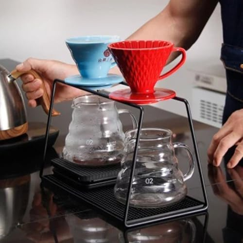 Gettimore Portabicchieri per filtro da caffè fatto a mano, supporto per gocciolatore per fori singoli/doppi/tre fori, strumento per imbuto da cucina in metallo, nero/rame