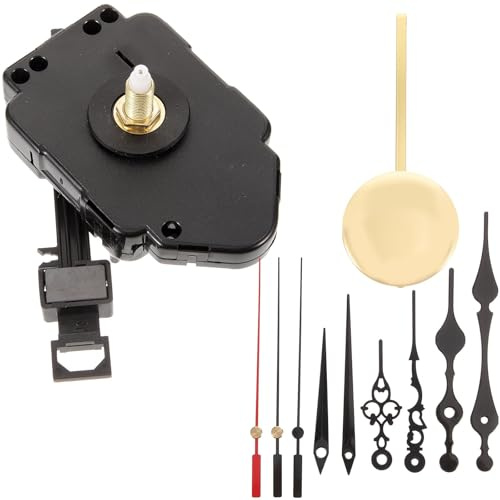 DECOMELODY Reparaturset Wanduhrwerk mit 22mm Welle Quarzuhrwerk aus Robustem Material Selbstgemacht Pendeluhr Ersatzteile Inklusive 2 Paar Zeiger und Pendel für Uhrenreparatur