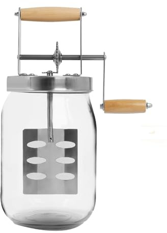 Tacdas Mantequera de Vidrio de 1,5 L, Gran Capacidad de 52 Onzas Líquidas, Mantequera Manual, Tarro de Albañil, Mantequeras para Hacer