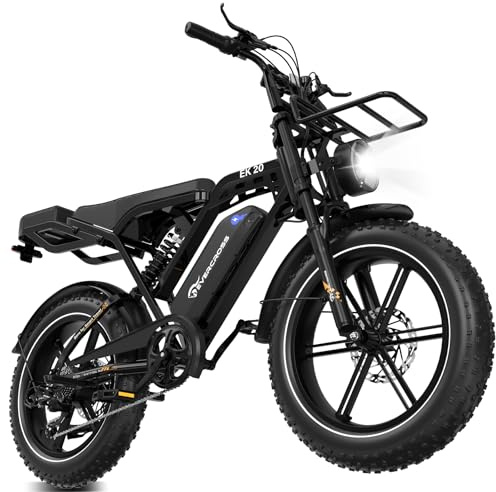 EVERCROSS EK20 Elektrofahrrad für Erwachsene, 250W EBike, 20 x 4.0 Reifen, bis zu 25KM/H &110km Reichweite, 48V Abnehmbare Batterie, 7-Gang Elektro Offroad Fahrrad, LCD Display,120kg Traglast