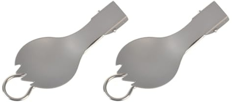 FRCOLOR 2pcs Titanium Sporks Folding Spork Silver Foldable Camping Comfortable to Hold and Hiking