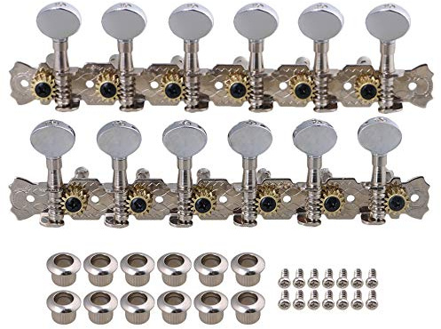 BQLZR 6L6R Mechaniken für Akustikgitarre, verchromt, 12 Saiten