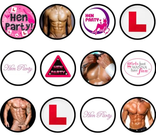 Mini Hen Party Edible Cupcake Toppers – Precut 3cm Risqué Cake Decorations for Girls’ Night Out, Bridesmaids & Cheeky Bachelorette Cakes, Naughty Butler (48)