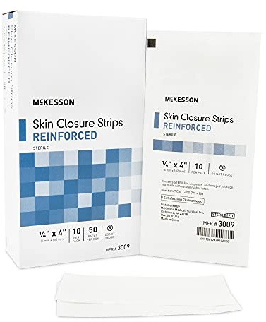 McKesson Closure Reinforced Skin Strip 1/4 x 4 Sterile 3009, 10 per Pack, 50 Packs per Box