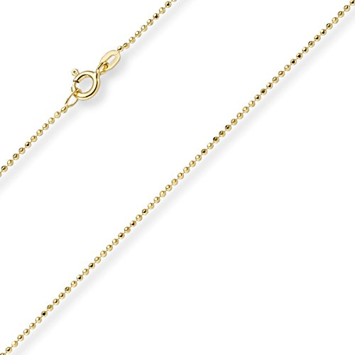 1mm Kugelkette diamantiert Kette Goldkette Halskette aus 750 Gold Gelbgold, 55cm