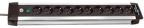 Brennenstuhl Premium-Alu-Line Steckdosenleiste mit Schalter (10-fach, Silber/Schwarz)