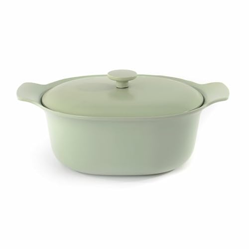 Berghoff Ron Ovalada (Hierro Fundido esmaltado cazuela (con Tapa, Verde, 28 cm, 5,2 L)
