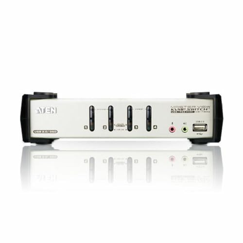 ATEN 4-Port USB - PS/2 VGA KVM Switch with Audio & USB 2.0 Hub (KVM Cables Included)