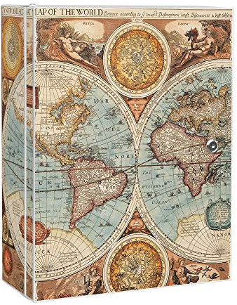 banjado Medizinschrank abschliessbar mit Motiv Historische Weltkarte 35x46x15cm - großer Arzneischrank für die Hausapotheke - Medikamentenschrank aus Metall zur Medikamenten Aufbewahrung
