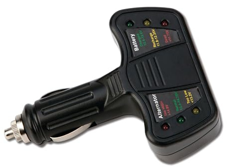 Performance Tool W2989 12V Cigarette Lighter Car Battery Tester and Alternator Tester, Black
