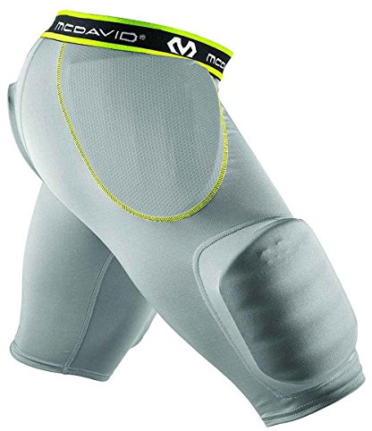 McDavid Football Padded Girdle Compression Shorts with Hard-Shell Thigh Protection. Hip and Tailbone Soft Pads and Cup Pocket.