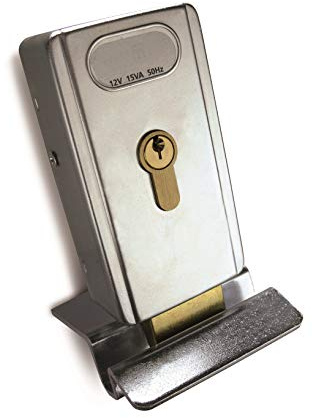 Serrure électrique NICE PLA10 (verrouillage au sol vertical) - Argenté - Pour portails et portes - Déverrouillage par clé
