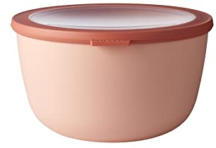 Mepal Multischüssel Cirqula rund – Nordic blush – 3000 ml Inhalt – mit abnehmbarem Deckel – bruchfestes Material - auslaufsicher – tiefkühlgeeignet - spülmaschinengeeignet