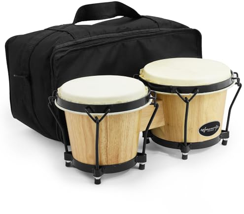 World Rhythm BON7-BG 6 & 7 Zoll Eichen-Bongos für Anfänger - Natur-Finish Bongos mit Tasche