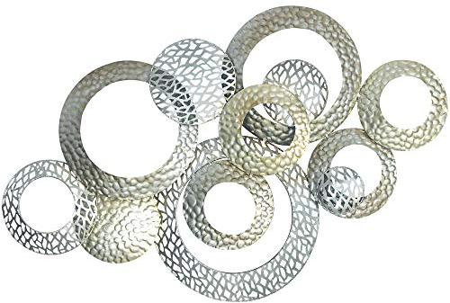 formano Extravagante Wanddeko aus Metall für Wohnzimmer/Schlafzimmer Design Moderne Wanddekoration Champagner Silber - 76x48cm Groß