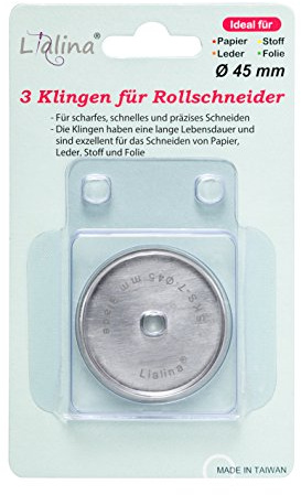 Lialina® 3 STK. Rollschneider Ersatzklingen Ø 45 mm extra scharfe Rundklingen aus langlebigem legiertem Stahl ideal zum präzisen + schnellen Schneiden von Papier Stoff Leder Folie