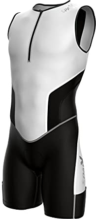 Sparx X Triathlon Suit Men Racing Tri Cycling Skin Suit Bike Swim Run (White_Elite, Large)