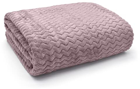 Ashley Mills Super Soft Throw Blanket Flannel Sofa Throw Teddy Soft Plain Blanket 150x200cm 3D Chevron Pattern (Chevron Mauve, 150 x 200 cm)
