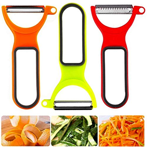 Pelador de 3 piezas para frutas y verduras con espiralizador, juliana, cortador y rallador ayudante de cocina, pelador de patatas, frutas y repollo