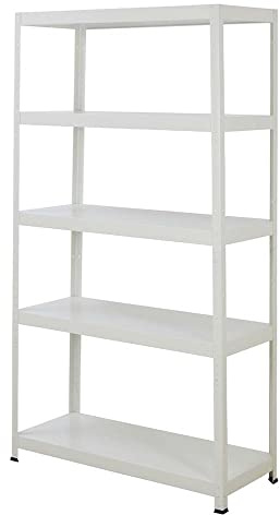 BiGDUG White Steel Garage Shelving | 1800h x 1000w x 400d mm | 5-Tier Shelving Unit | 450kg Per Bay UDL | 90kg Load Per Shelf | Adjustable Shelves