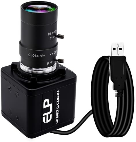ELP 4K Web Camera, Ultra HD IMX317 USB Conference Varifocal Webcam with 5-50mm Zoom Lens, Supports 3840x2160@30fps for Windows/Linux/Raspberry Pi - USB4KHDR01-MFV (5-50)