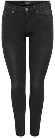 ONLY Wauw Life Mid Donna Jeans Nero 56% Cotone, 39% Poliestere, 3% Viscosa, 2% elasthane Skinny
