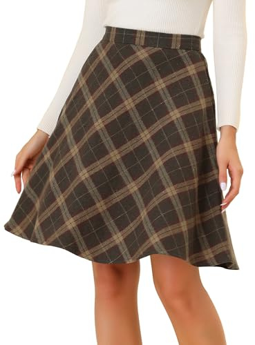Allegra K Women's Plaids Vintage Tartan Elastic Waist Short A-Line Skirt