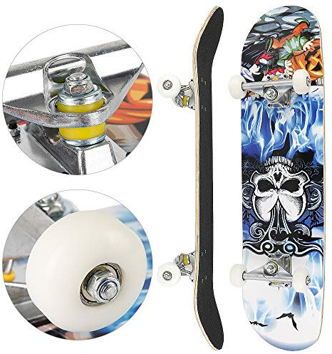 Komplettes Skateboard für Anfänger, Jugendliche, Kinder, 7 Schichten aus Ahornholz mit ABEC-7-Kugellagern, Skateboard-Board Longboards-79 * 19.5 * 9.5cm