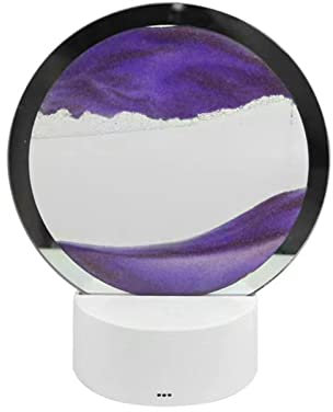 QOXEZY Sable à Tourner, Sablier 3D Paysage De Sable Avec Lumières, Sable Dynamique, Art De Sable Déplacement, Photos De Sable Rondes, Pour La Maison Lampe Décorative Veilleuse Pour La Maison Bureau