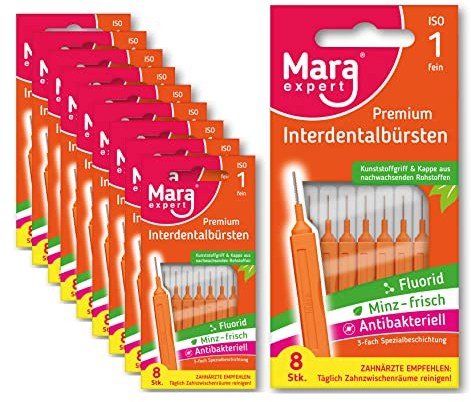 Interdentalbürsten ISO 1 - Zahnzwischenraumbürsten zur Zahnreinigung Zwischenräume - Dentalbürsten Zahnpflege - Interdentalbürsten - Bürsten für Zahnzwischenräume von MARA EXPERT (80 Stück)