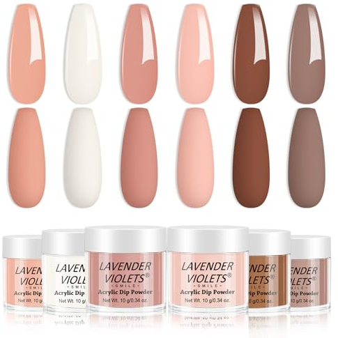 Lavender Violets 6 Farben Dip-Puder French Nail Art Maniküre Dipping Powder Nagelpuder Milchig Weiß Rosa Nackt Lachs Hellbraun JS201