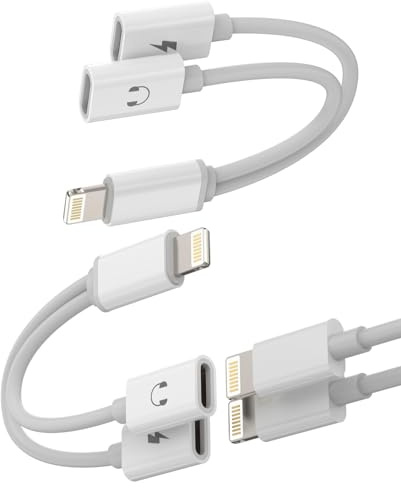 Lightning till Jack Adapter 3 5 mm (2 pack) för Apple för iPhone snabbladdning audio splitter med mikrofon MFi-certifierad för iPhone 14 Plus 13 Mini 12 11 Pro Max X 7 8 för iPad Air IP-BF