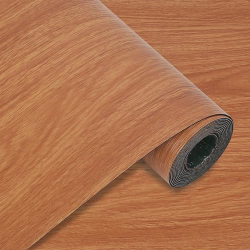 Bodenbelag Selbstklebende Holz Verdickter 0.15cm Holzmusterungen Bodenfliesen Einfache DIY-Bodenbelage Holzoptik für Küche, Balkon, Büro 40 * 300CM, 1.8m² (Braune Holzmaserung)