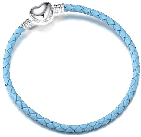 OutstandLong 3 mm Lederarmband mit Herzverschluss, handgefertigt, geflochten, für europäische Pandora-Charm-Perlen, mehrere Größen, 16–21 cm
