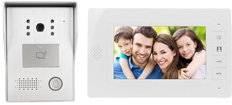 Annadue Video-Türklingel, Kabelgebundene Visuelle Video-Gegensprechanlage mit 7-Zoll-Display, Nachtsicht, 120°-Weitwinkel-Video-Türklingel, Einfache Wandmontage (EU-Stecker 100-240 V)