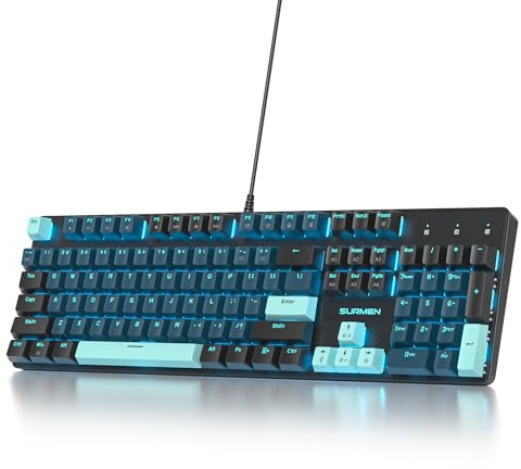SOLIDEE Verkabelte mechanische Gaming-Tastatur in voller Größe,104 Tasten kabelgebundene Tastatur USB,RGB Hintergrundbeleuchtung&Nummernblock,NKRO mechanische Tastatur für Windows Laptop(104 Monstor)