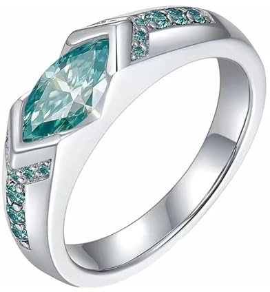 Magnetischer lymphatischer Titanionen-Moissanit-Diamantring, Moissanit-Magnetologie-Lymphvity-Ring, modischer offener Zirkonia-Ring, modische Ringe für Männer und Frauen (Green)