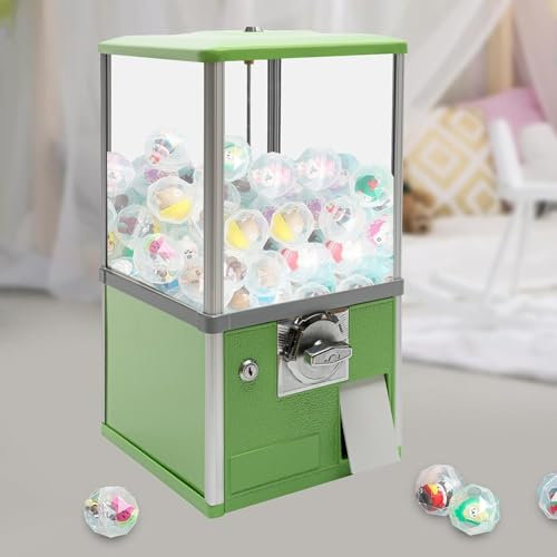 Mini Gumball Machine, Candy Vending Machine, Capsule Vending Machine with Lock,s Round Capsules Bouncy Ball Dispenser for 4.5-5.5cm for Game Stores, Retail Stores, Amusement Parks,Green