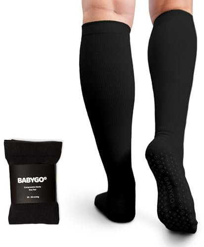 BABYGO® Compression Socks for Pregnancy – 20-30mmHg Maternity Support for Swelling, Circulation, Varicose Veins, Travel & Flights (Black - 1 Pack, S/M - Standard)