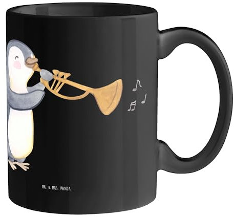 Mr. & Mrs. Panda Tasse Trombone Durchzieher - Geschenk, Musikinstrument, Geschenk Tasse, Musiker Geschenk, Büro Tasse, Posaune, Notenblätter,