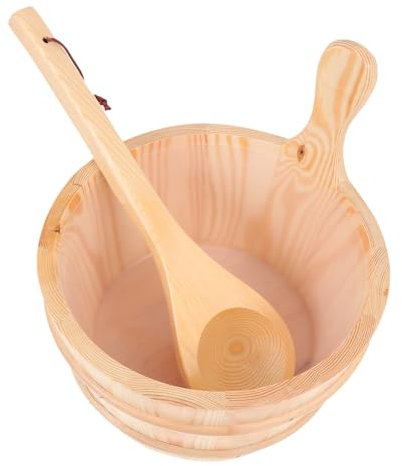 Sosoport Ensemble Seau Et Louche en Bois pour Sauna Cuillère De Bain Naturelle pour Spa Fournitures pour Sauna - Léger