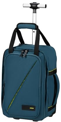 American Tourister Take2Cabin - Sac Cabine Ryanair 40 x 25 x 20 cm, 20 L, 1,40 kg, Sac à Dos à Roulettes, Bagage à Main, Sac à Dos Avion S Sous le Siège, Bleu (Harbor Blue)