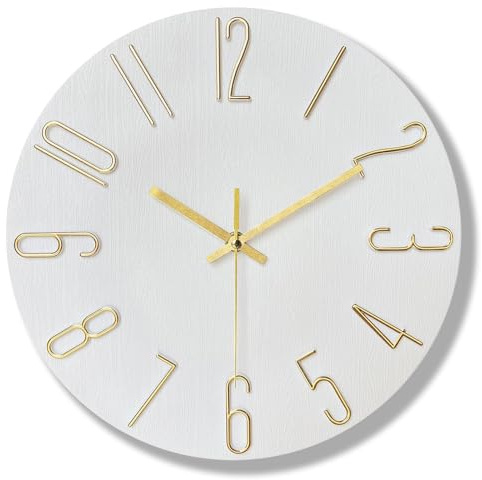 Zilchx Funk-Wanduhr, 30 cm Hohe Genauigkeit Funkuhr, Einfach zu Lesen, Batteriebetrieben, Wand-Uhr Modern für Küche, Büro, Wohnzimmer, Schlafzimmer (Weiß)
