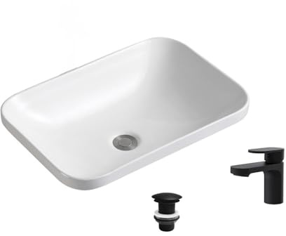 MOB-IN Lavabo da incasso rettangolare 53 x 37 cm Palma + rubinetto + piletta