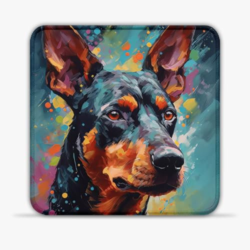 CHTXD Alfombrilla para ratón de Pinscher (20 x 20) cm 7,87 cm (pulgadas) Alfombrilla de ratón para gaming, antisudor, tejido de microtejido, resistente al agua, superficie suave para láser/óptica Mice